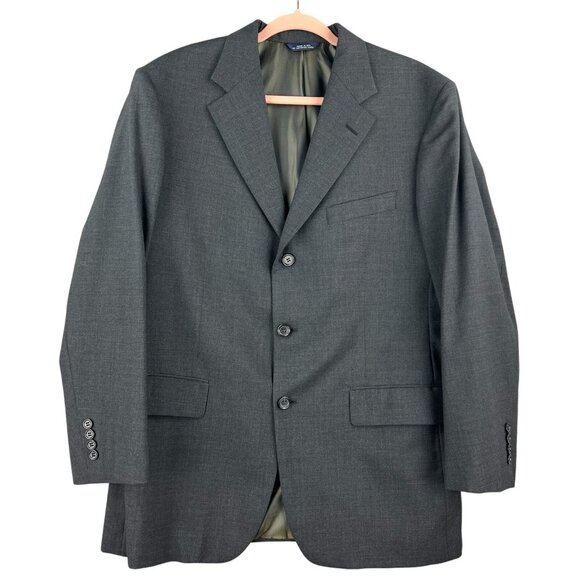 Brooks Brothers Men's Wool Black Blazer Size 42 Regular Three Buttons Full Lined - Picture 1 of 13